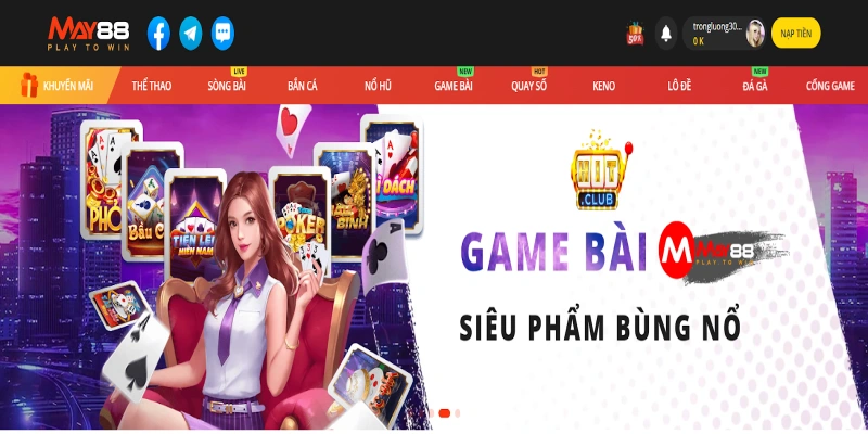 Game bài May88 đa dạng các tựa game phổ biến